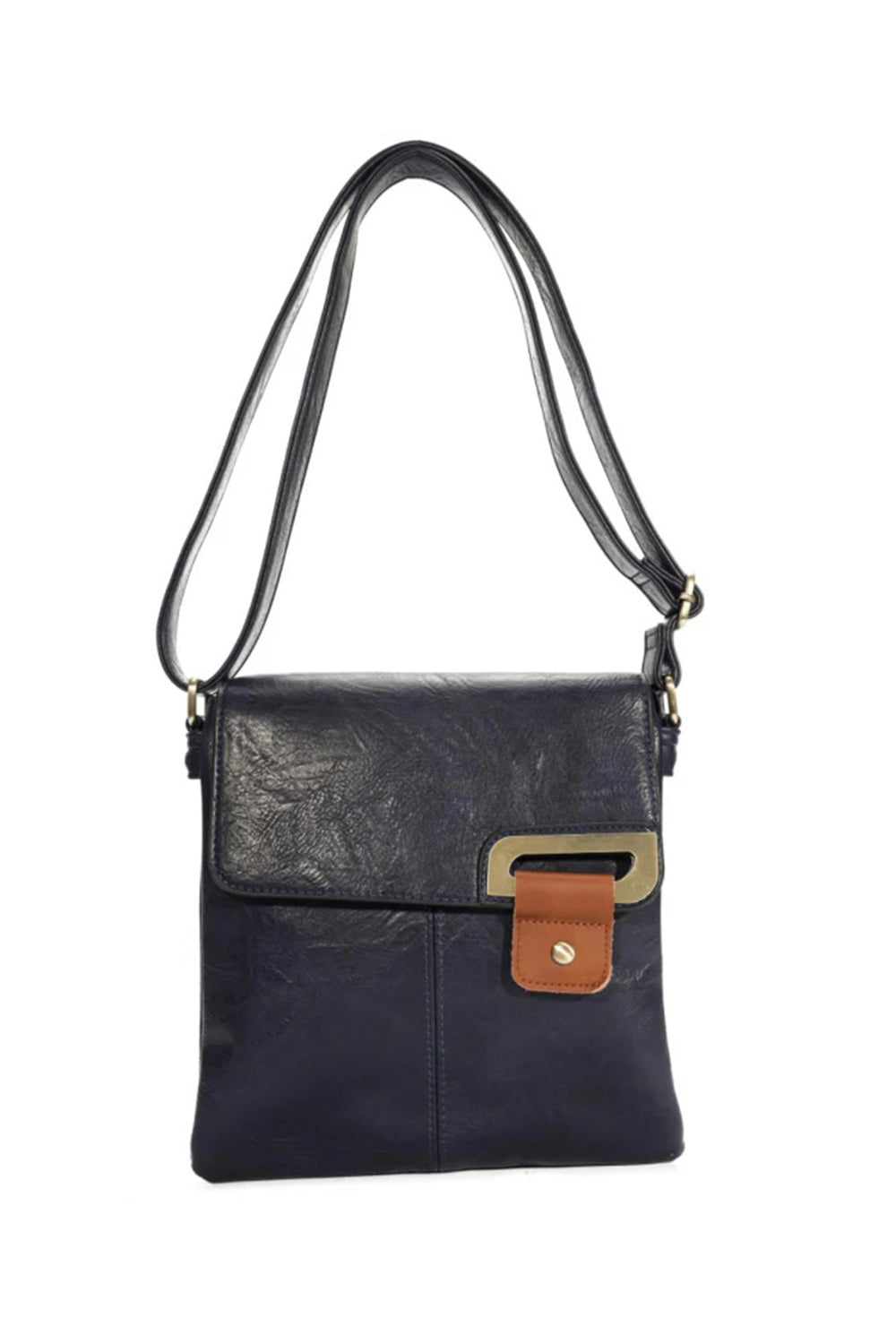 Adjustable Strap Crossbody Bag with Front Buckle Detail