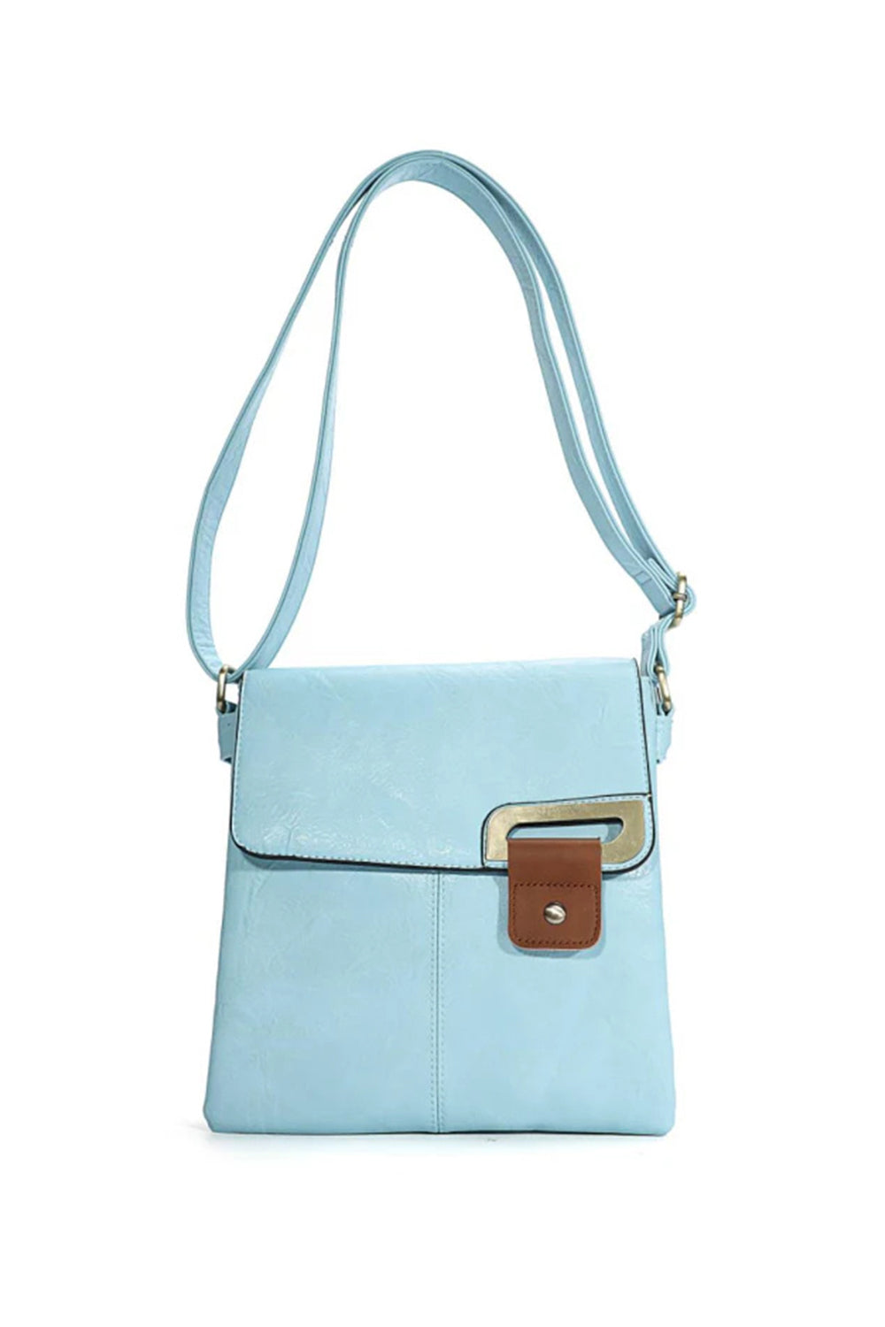 Adjustable Strap Crossbody Bag with Front Buckle Detail