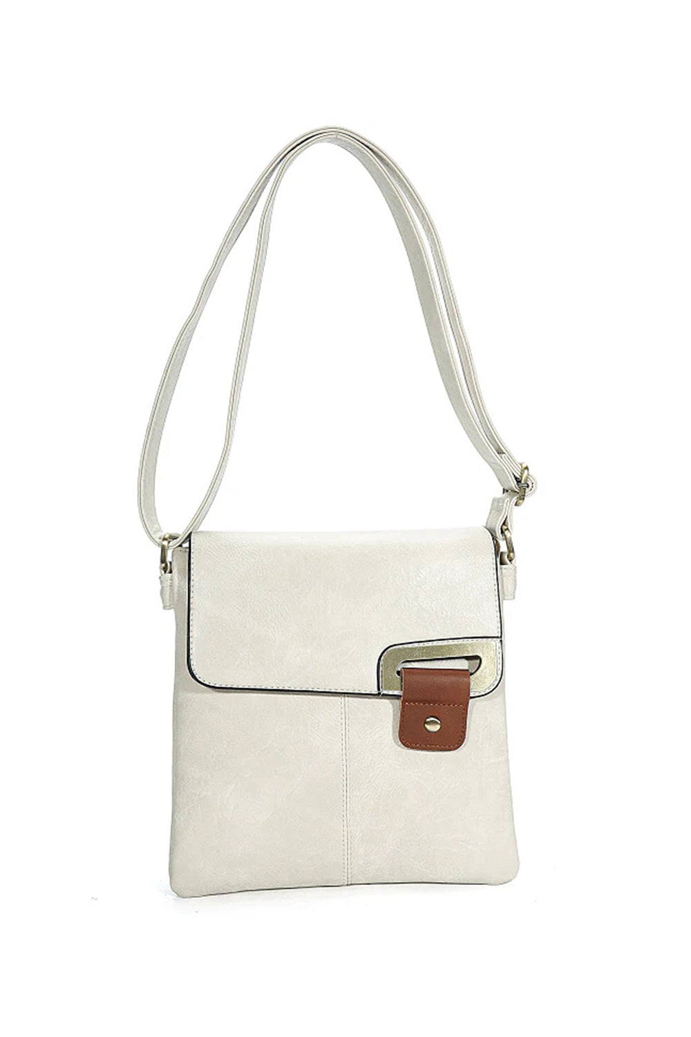 Adjustable Strap Crossbody Bag with Front Buckle Detail