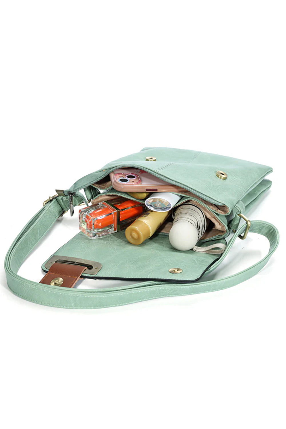 Adjustable Strap Crossbody Bag with Front Buckle Detail