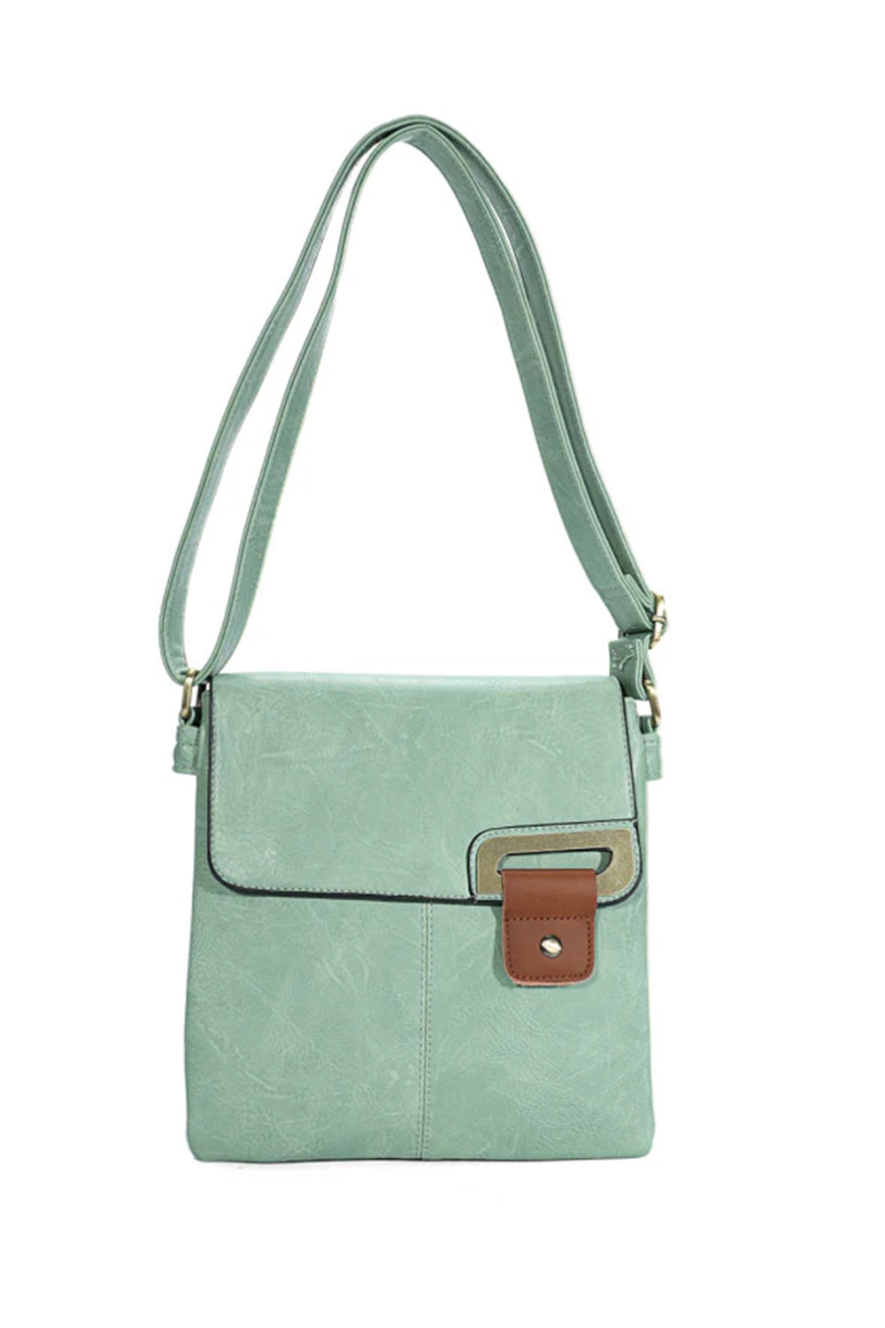 Adjustable Strap Crossbody Bag with Front Buckle Detail