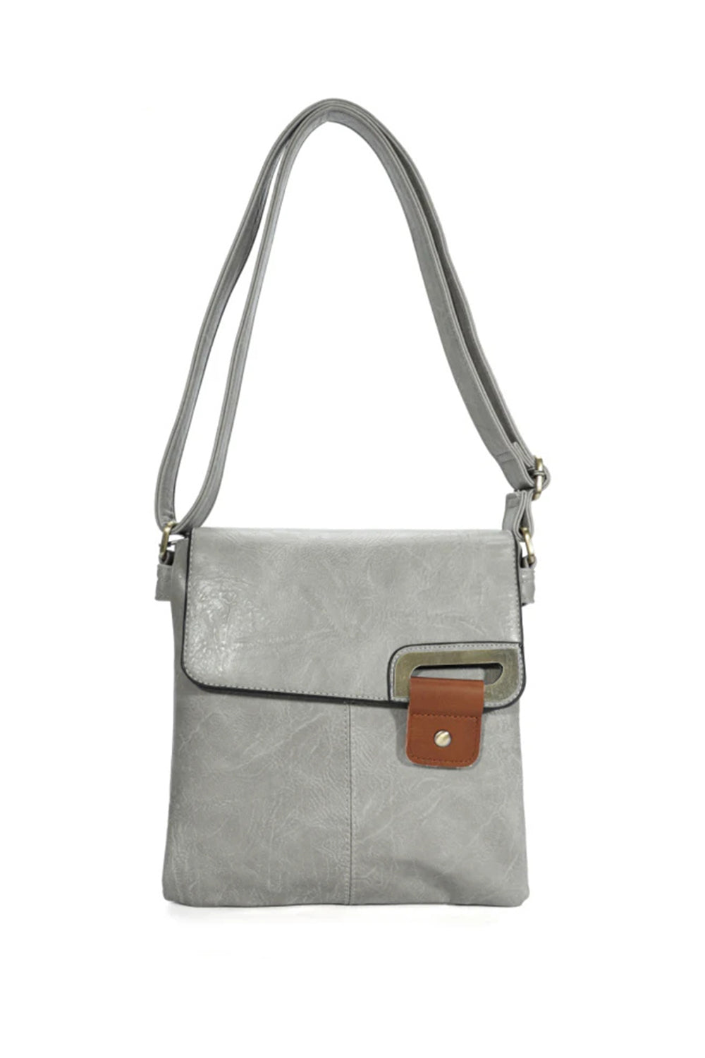 Adjustable Strap Crossbody Bag with Front Buckle Detail