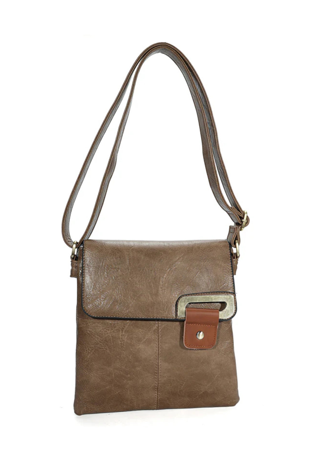 Adjustable Strap Crossbody Bag with Front Buckle Detail