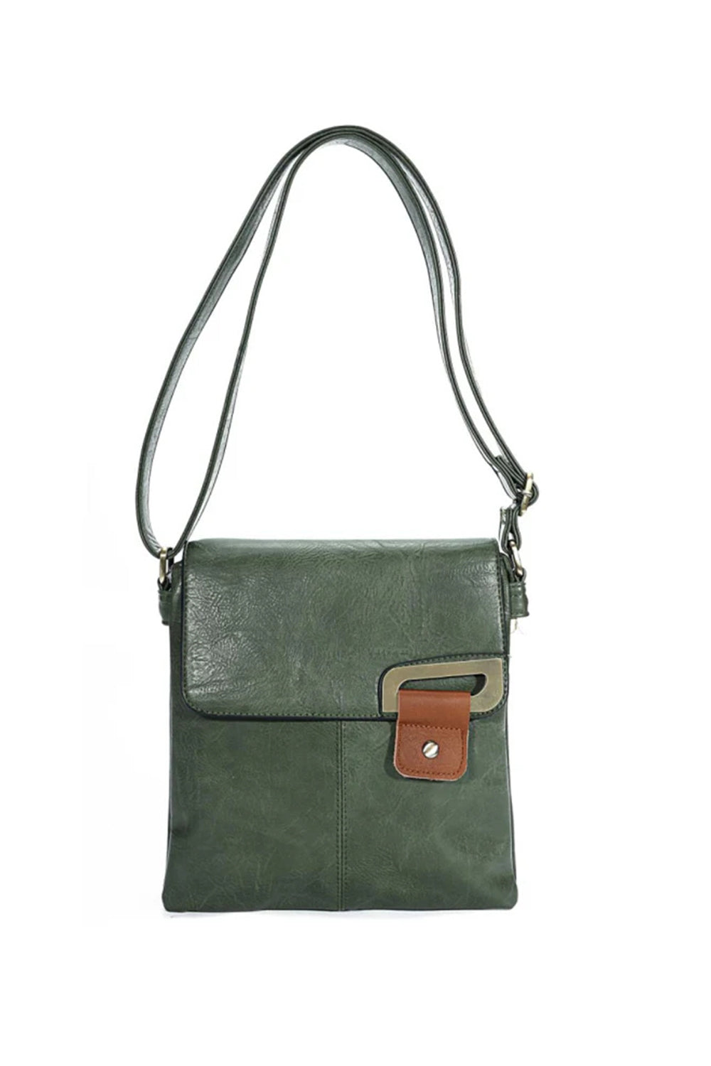 Adjustable Strap Crossbody Bag with Front Buckle Detail