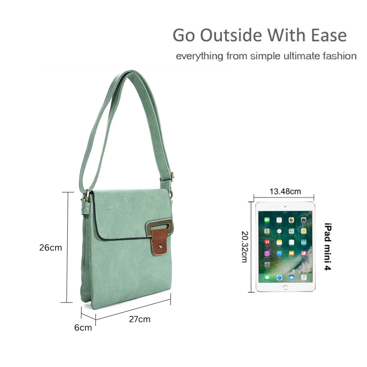 Adjustable Strap Crossbody Bag with Front Buckle Detail