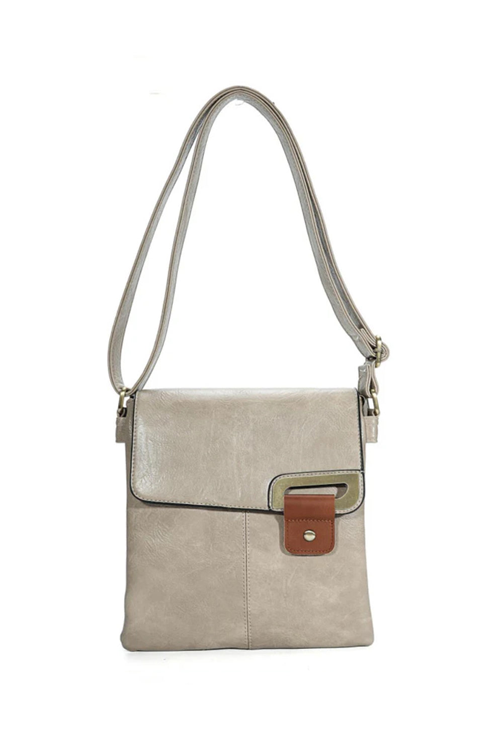 Adjustable Strap Crossbody Bag with Front Buckle Detail