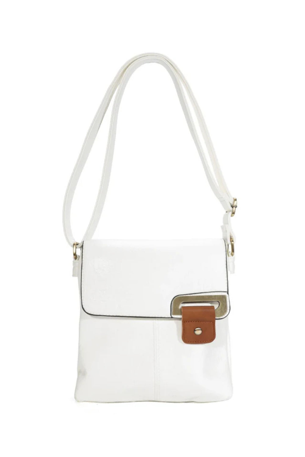 Adjustable Strap Crossbody Bag with Front Buckle Detail