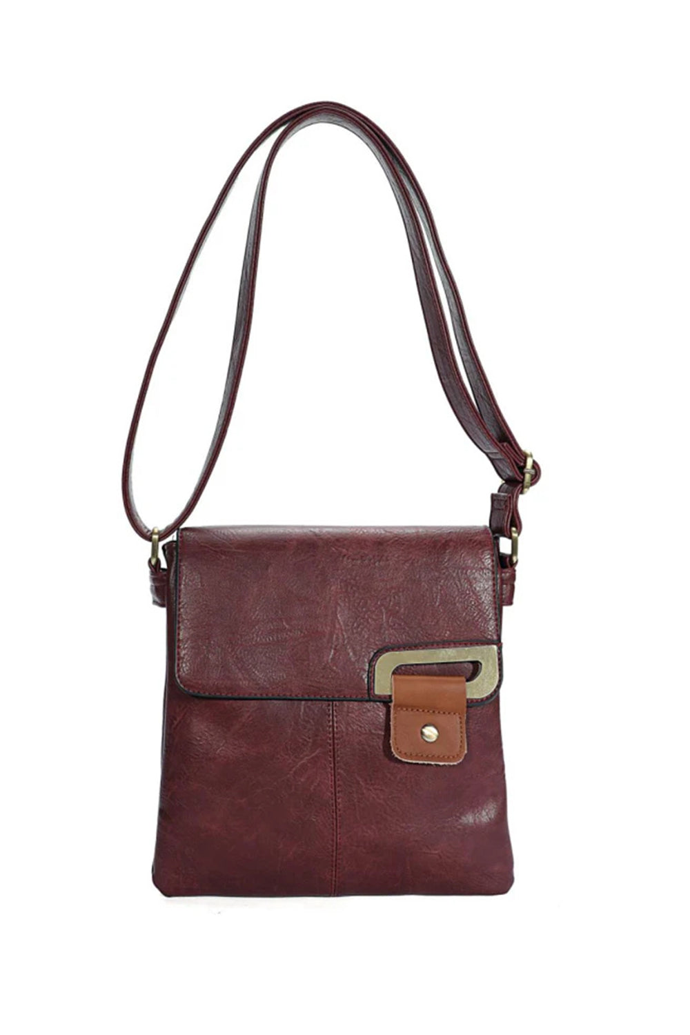 Adjustable Strap Crossbody Bag with Front Buckle Detail