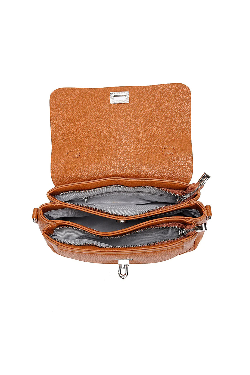 Top Handle Shoulder Bag with Flap Closure and Long Strap