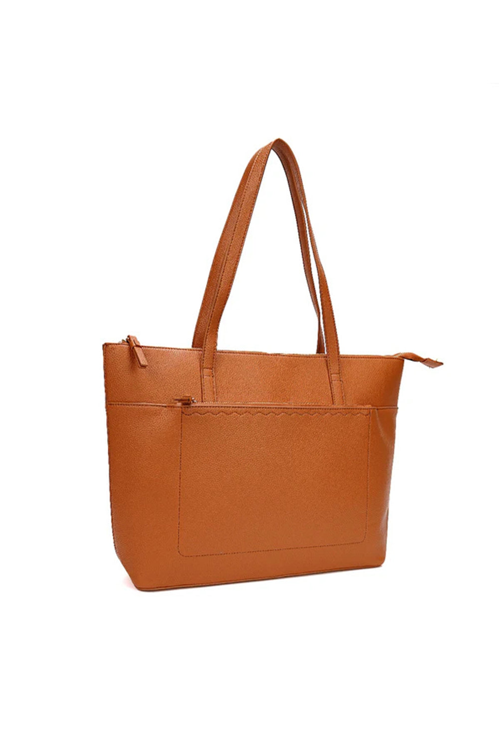 Large Tote Shoulder Bag with Zipper Closure and Inner Pockets