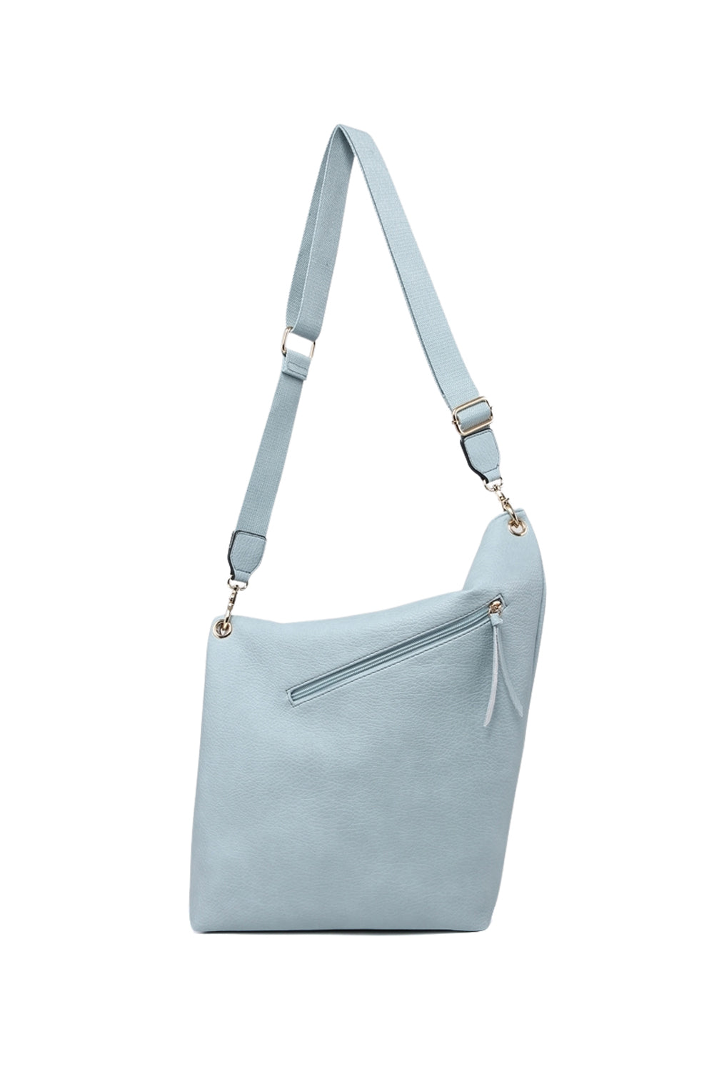 Asymmetrical Design Crossbody Bag with Zipper and Adjustable Strap