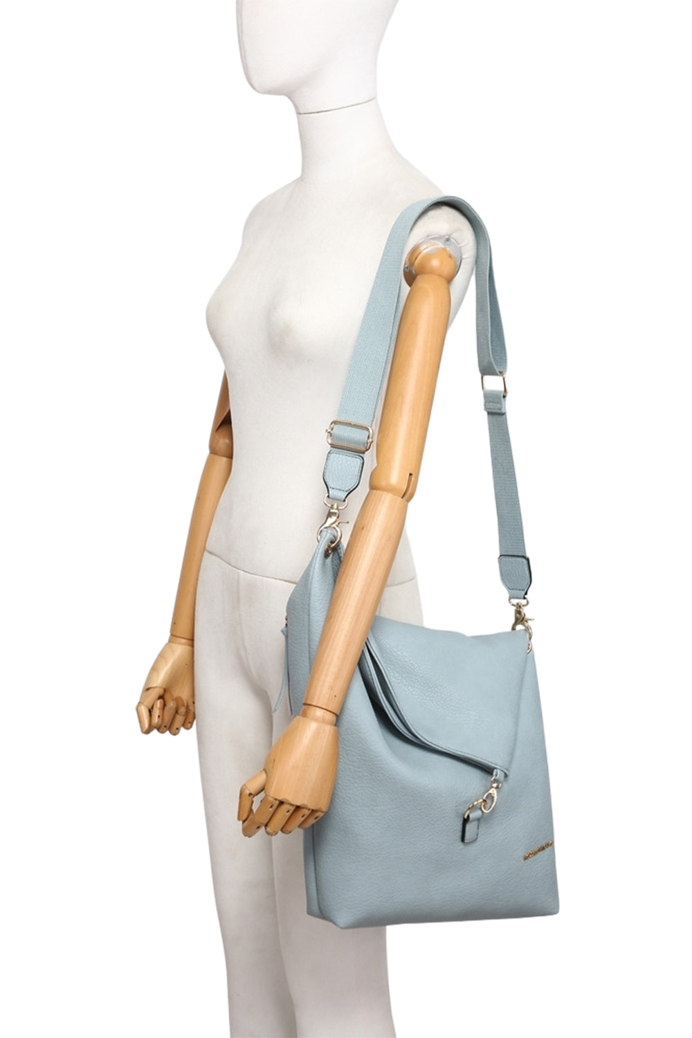 Asymmetrical Design Crossbody Bag with Zipper and Adjustable Strap