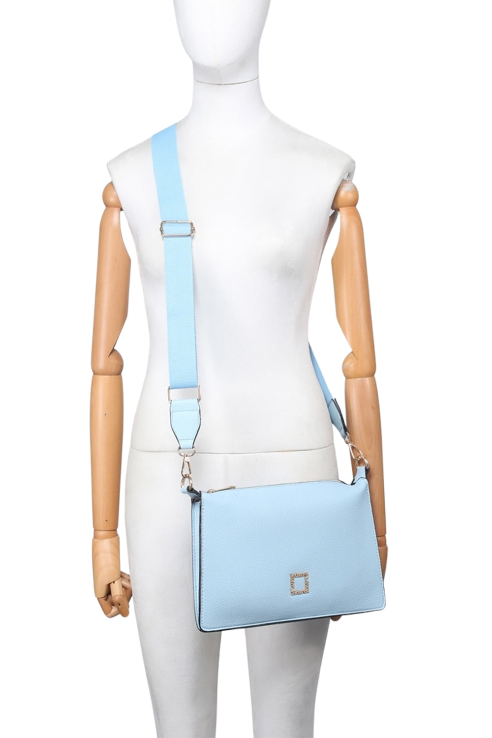Casual Crossbody Bag with Zipper Closure and Wide Adjustable Strap