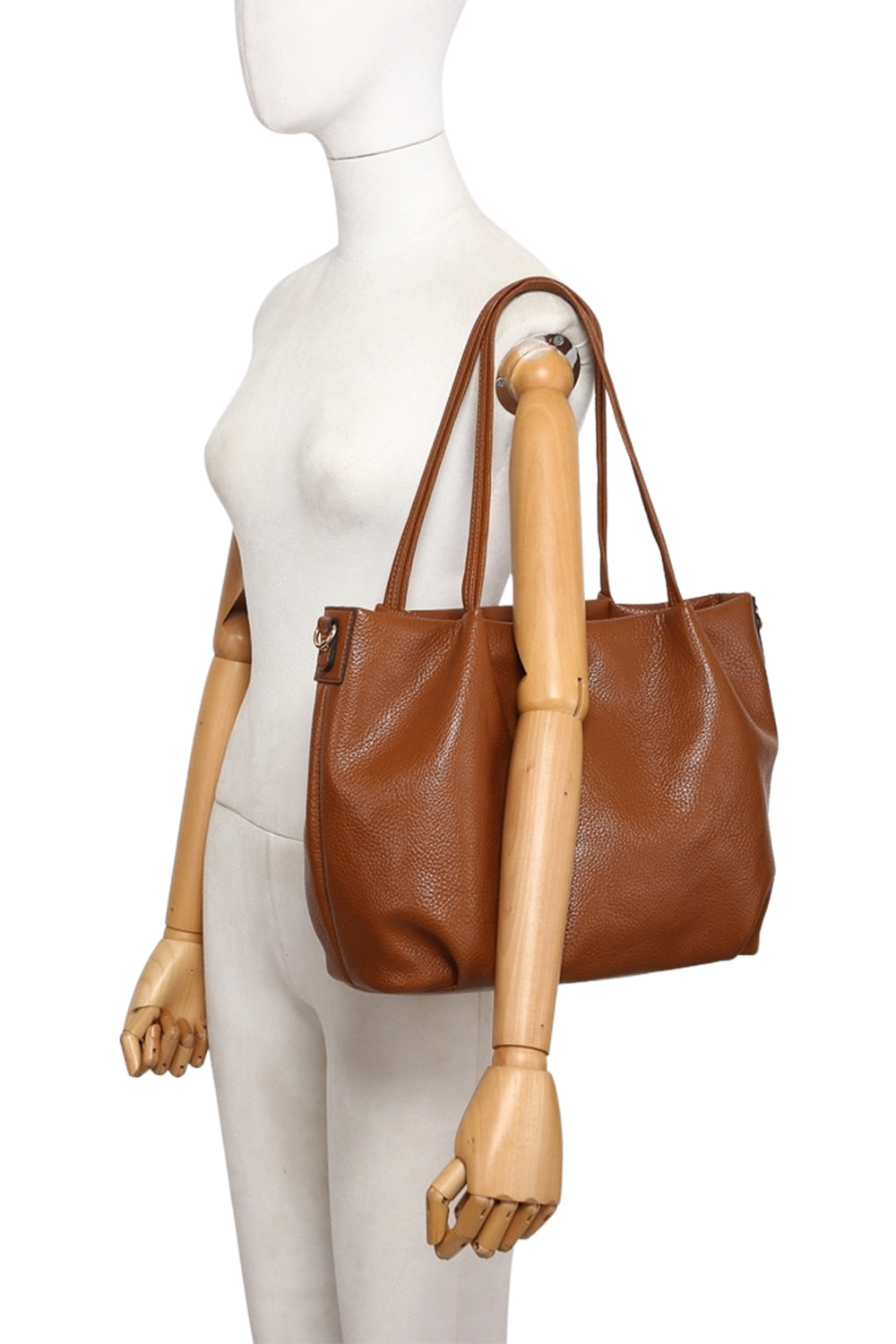 Chic Minimalist Shoulder Bag with Zipper Closure & Back Zip Pocket