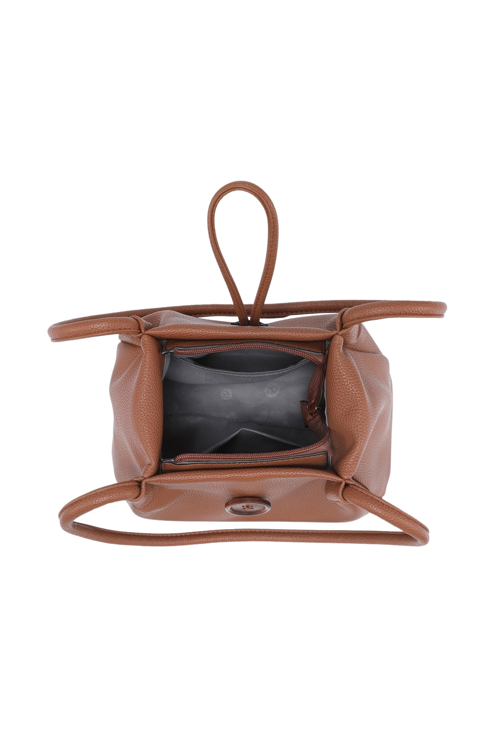 Stylish Button Closure Shoulder Bag with Inner Zipper Pocket & Long Straps