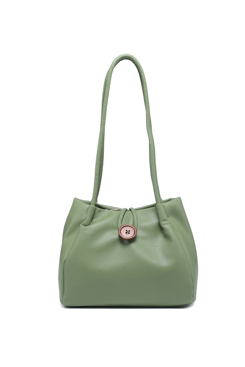Stylish Button Closure Shoulder Bag with Inner Zipper Pocket & Long Straps