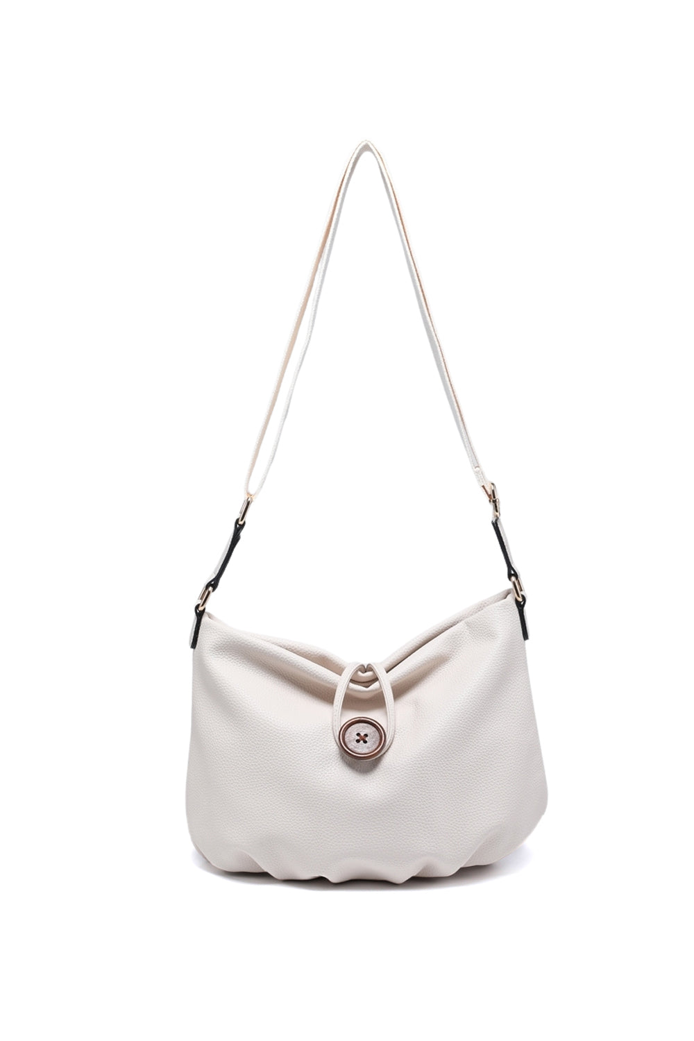 Crossbody Bag with Adjustable Strap Zipper and Button Loop Closure