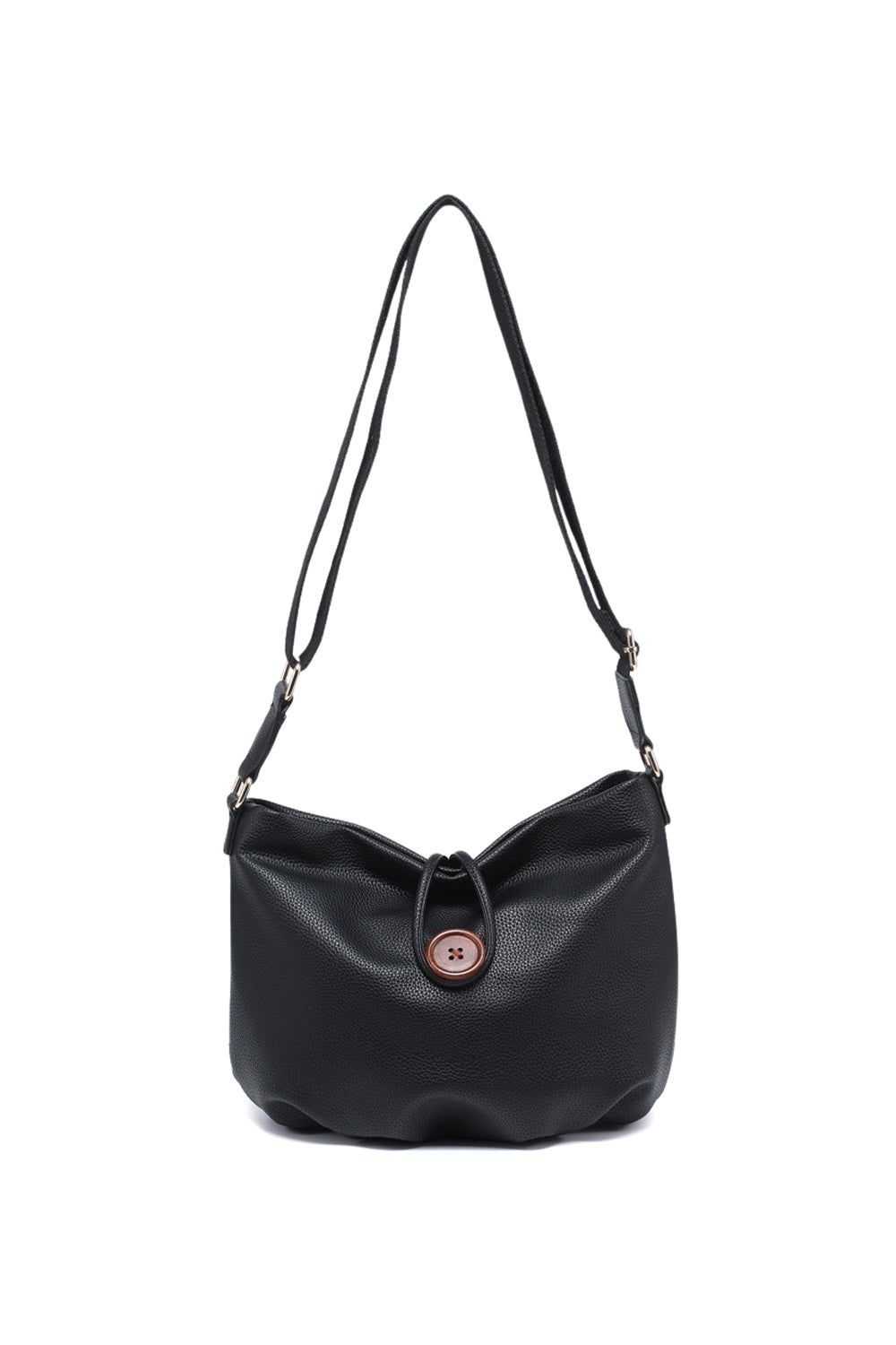 Crossbody Bag with Adjustable Strap Zipper and Button Loop Closure