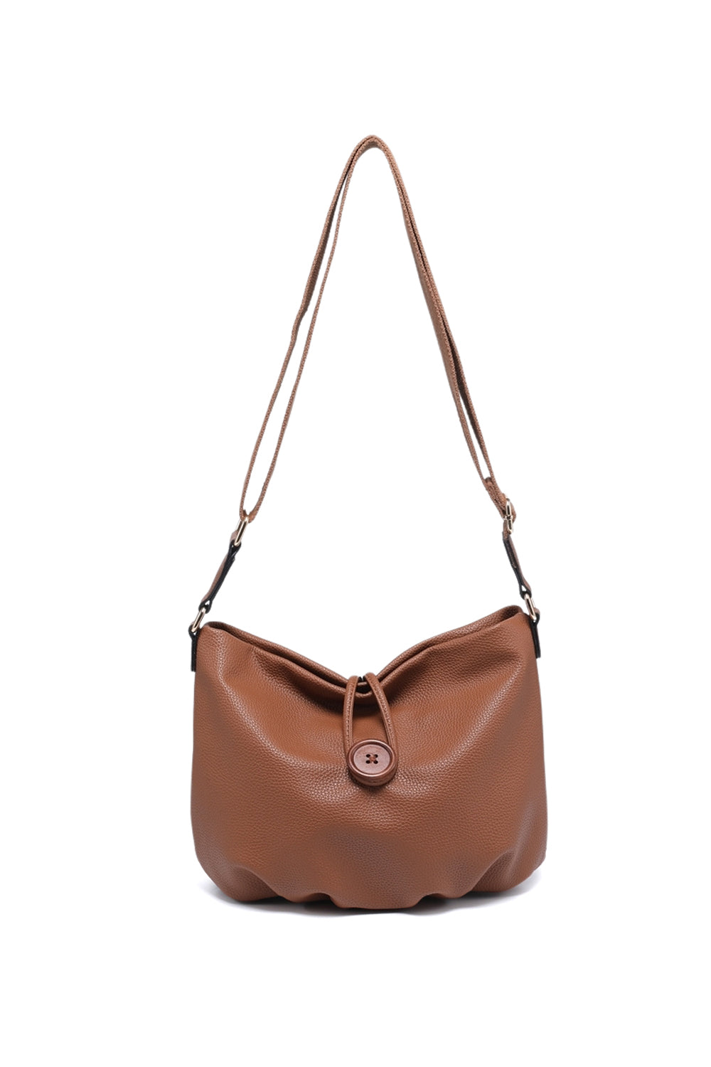 Crossbody Bag with Adjustable Strap Zipper and Button Loop Closure