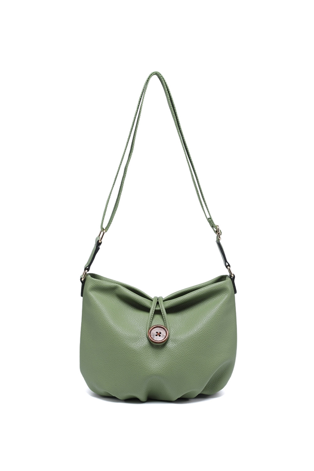 Crossbody Bag with Adjustable Strap Zipper and Button Loop Closure