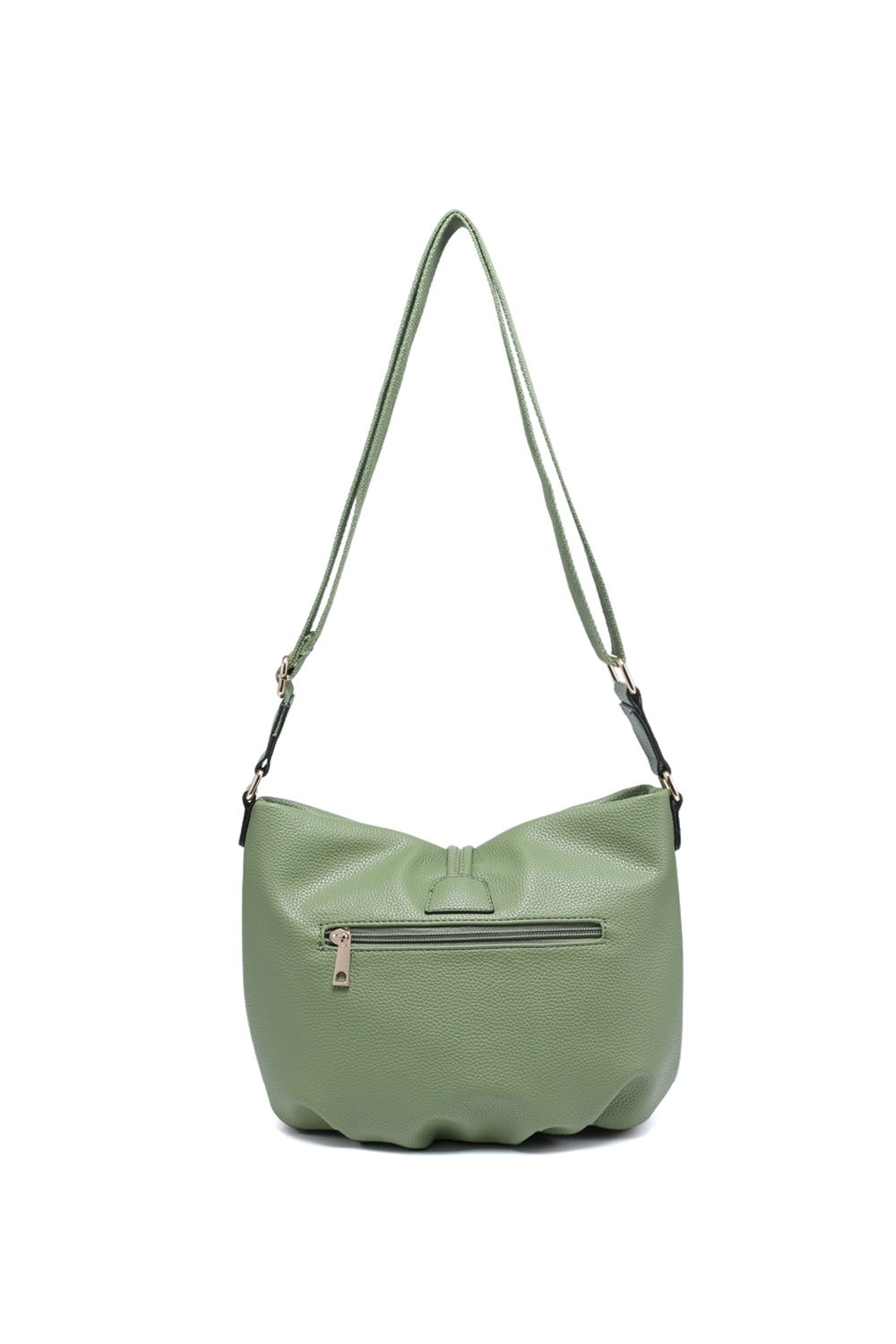Crossbody Bag with Adjustable Strap Zipper and Button Loop Closure