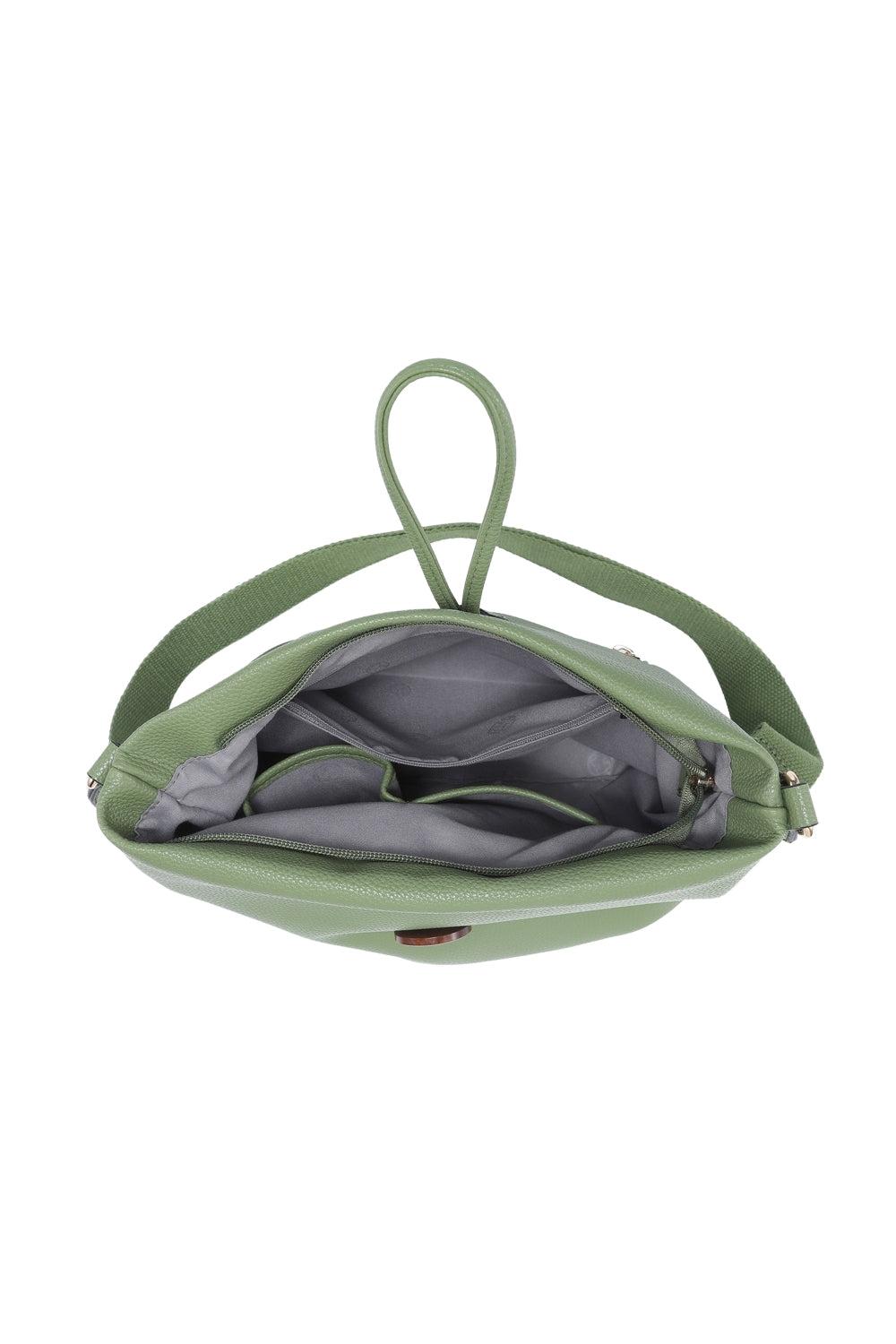 Crossbody Bag with Adjustable Strap Zipper and Button Loop Closure