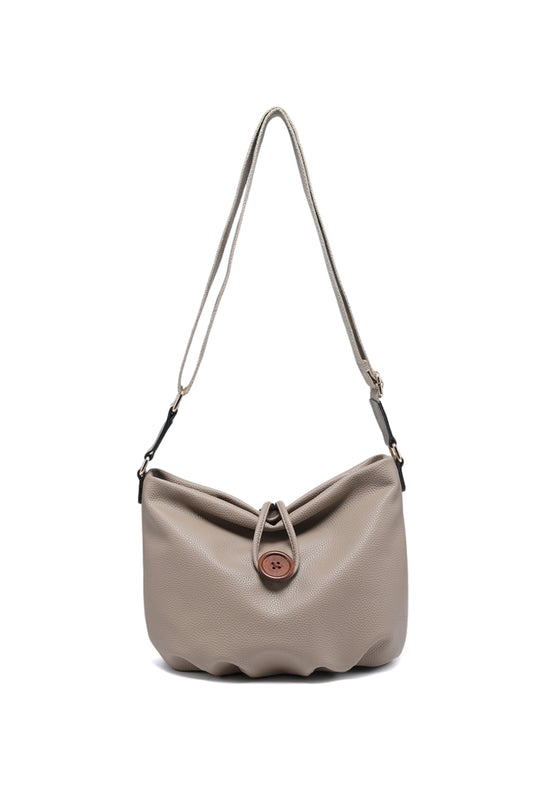Crossbody Bag with Adjustable Strap Zipper and Button Loop Closure