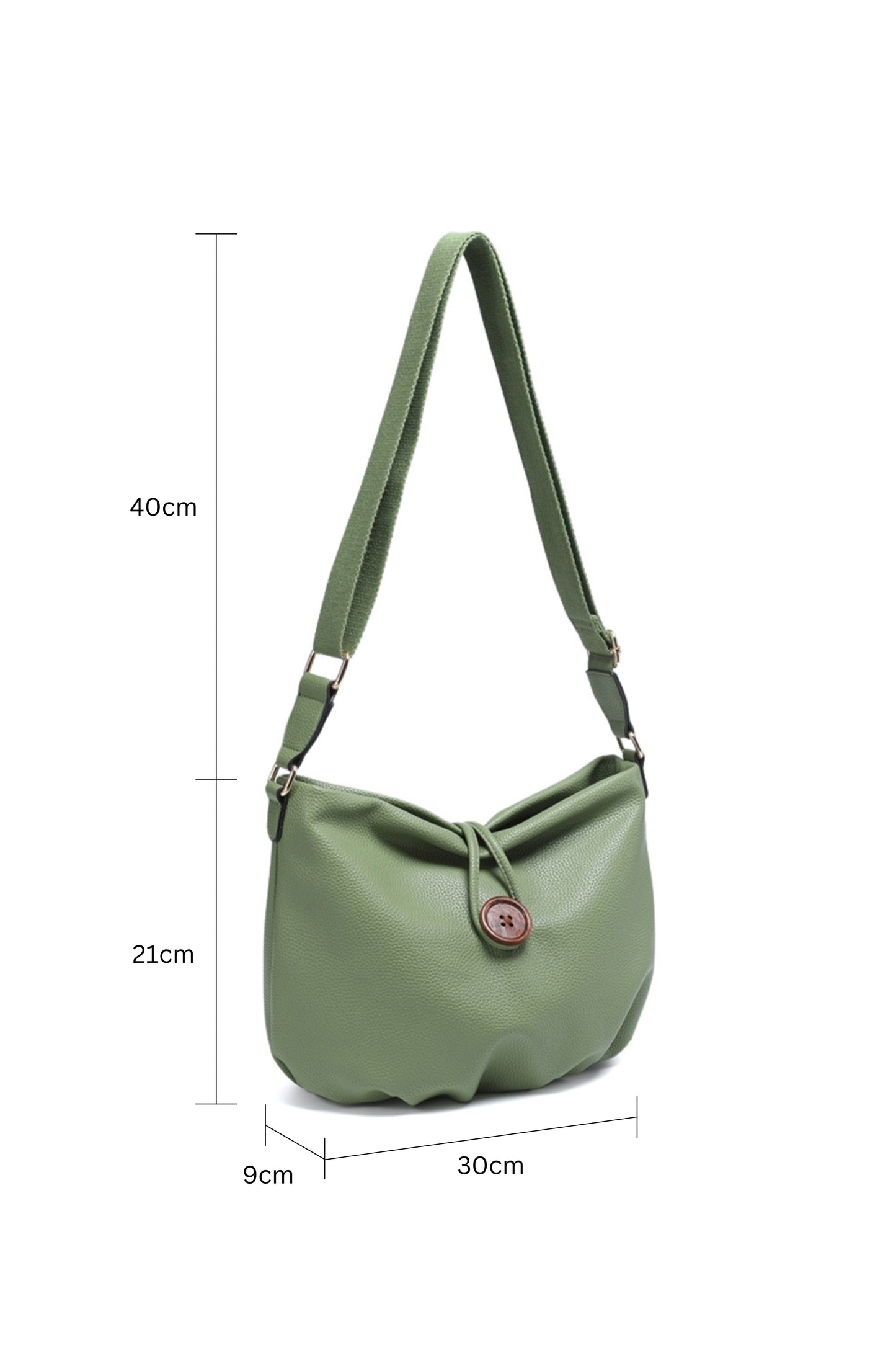 Crossbody Bag with Adjustable Strap Zipper and Button Loop Closure