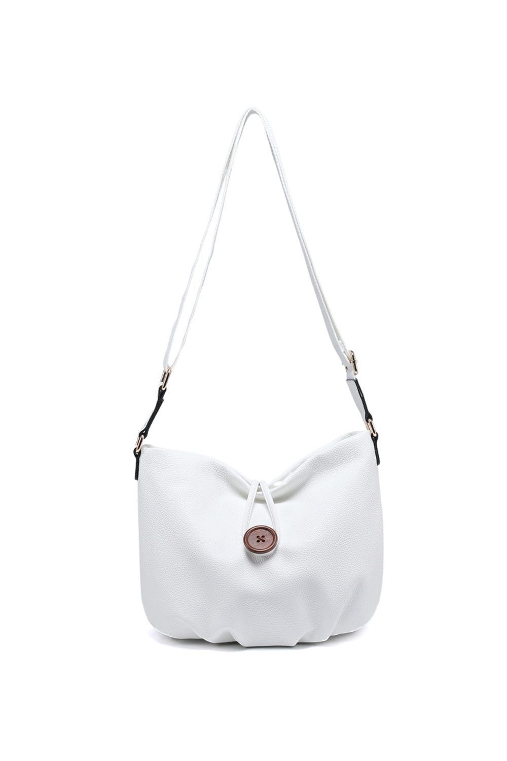 Crossbody Bag with Adjustable Strap Zipper and Button Loop Closure