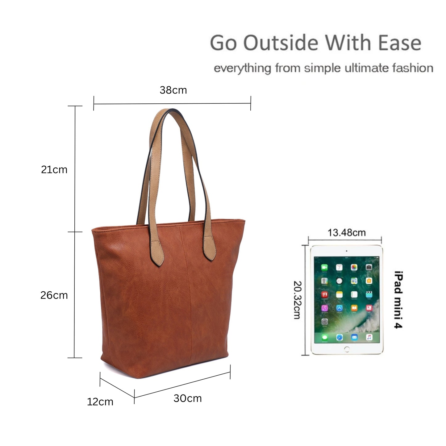Everyday Tote Bag with Zippered Closure and Multiple Inner Pockets