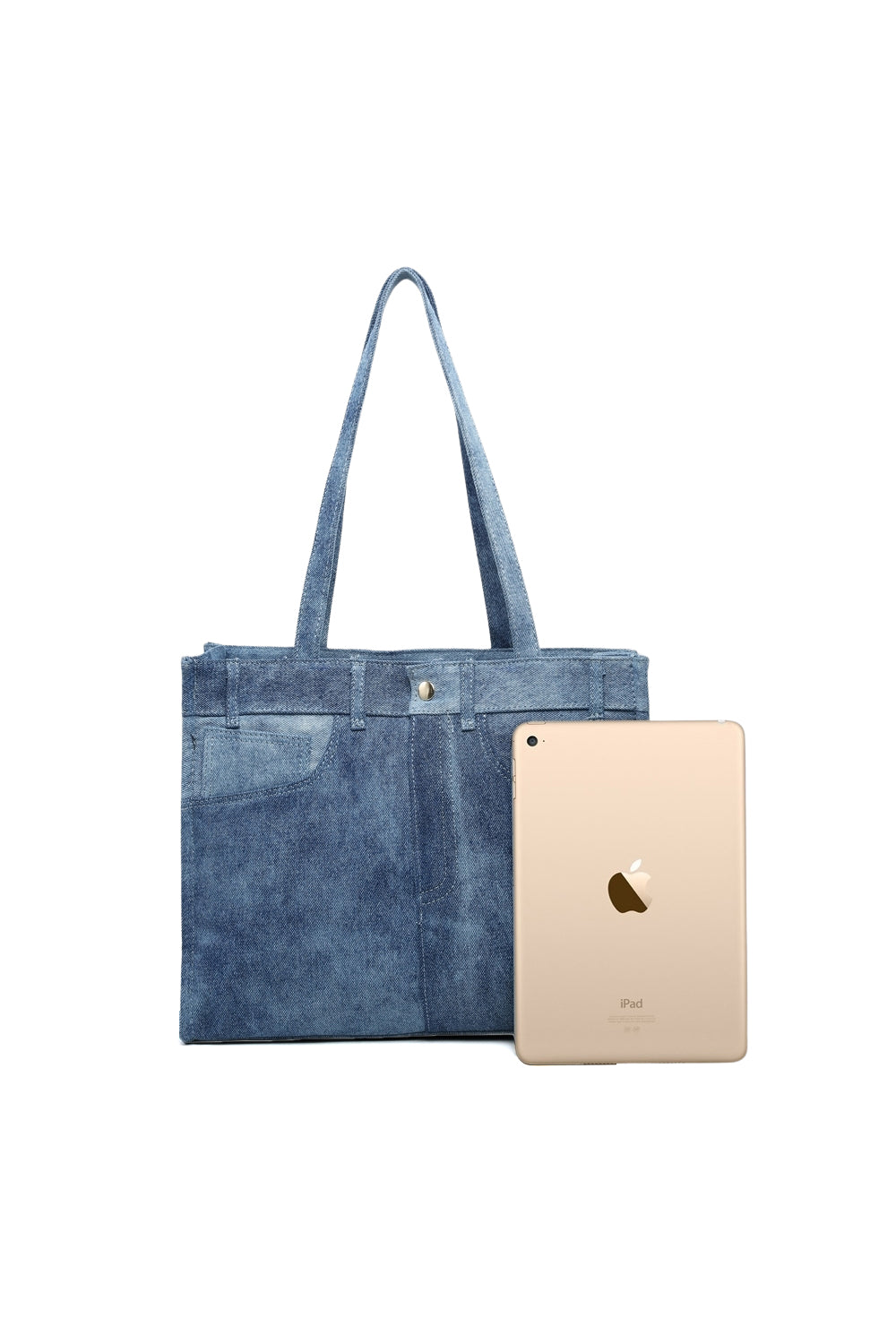 Stylish Denim Shoulder Bag with Zipper Closure & Pockets