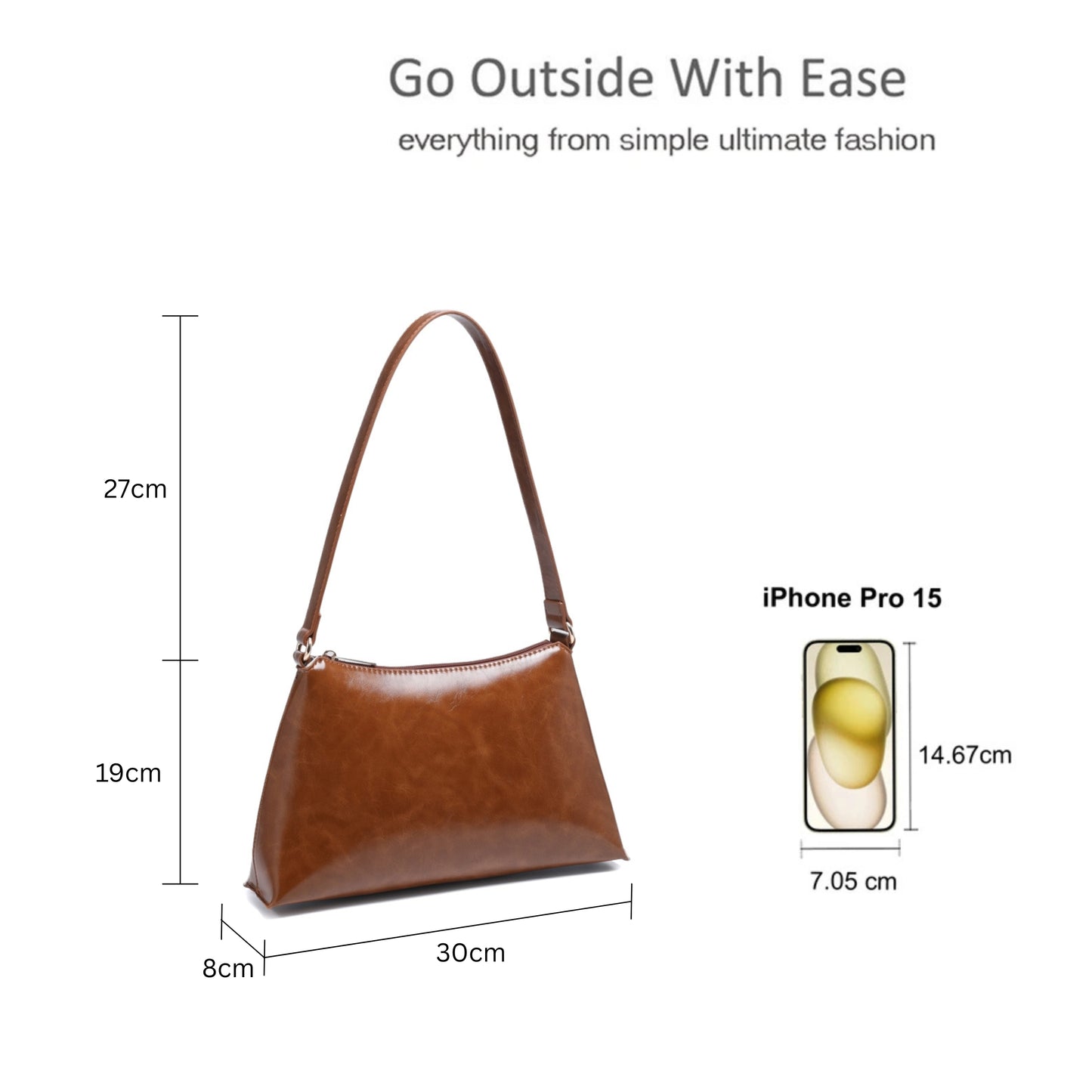Zippered Shoulder Bag with Spacious Interior and Multiple Inner Pockets