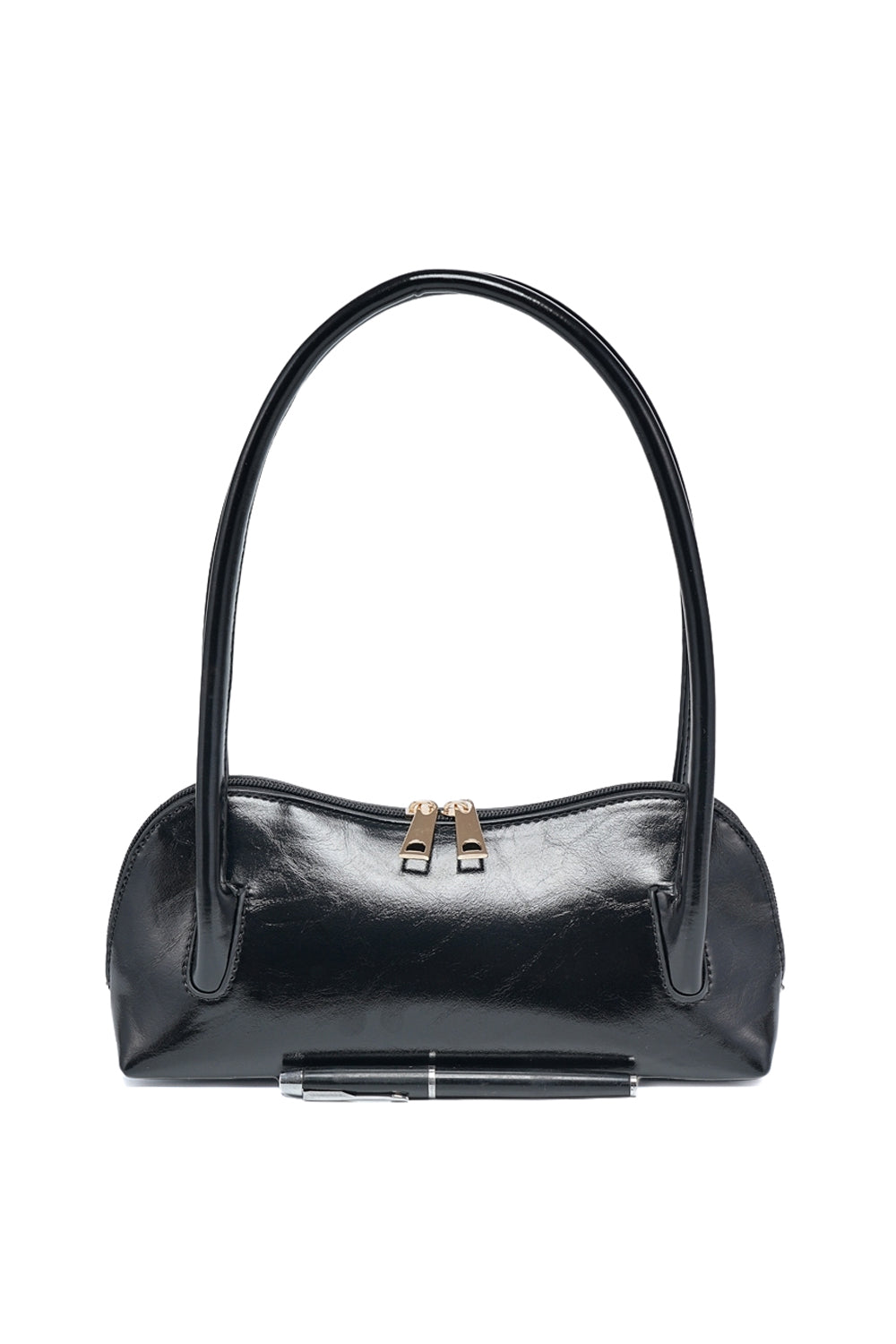 Compact Shoulder Bag with Double Zipper Pockets and Sleek Design