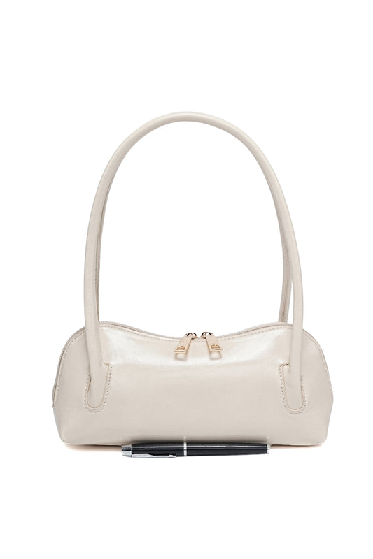 Compact Shoulder Bag with Double Zipper Pockets and Sleek Design