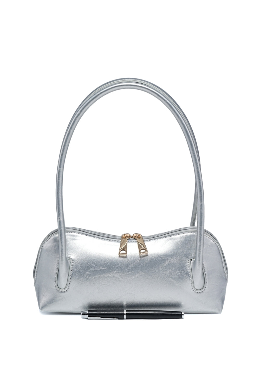 Compact Shoulder Bag with Double Zipper Pockets and Sleek Design