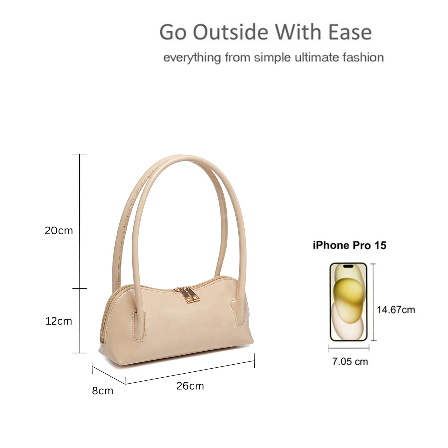 Compact Shoulder Bag with Double Zipper Pockets and Sleek Design