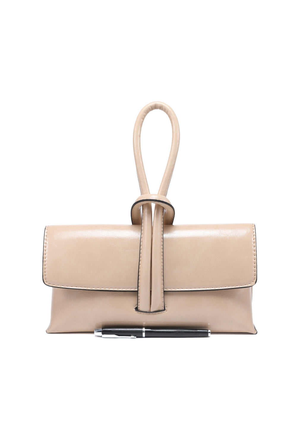 Solid Color Sleek Hand Purse with Magnetic Flap Closure Design