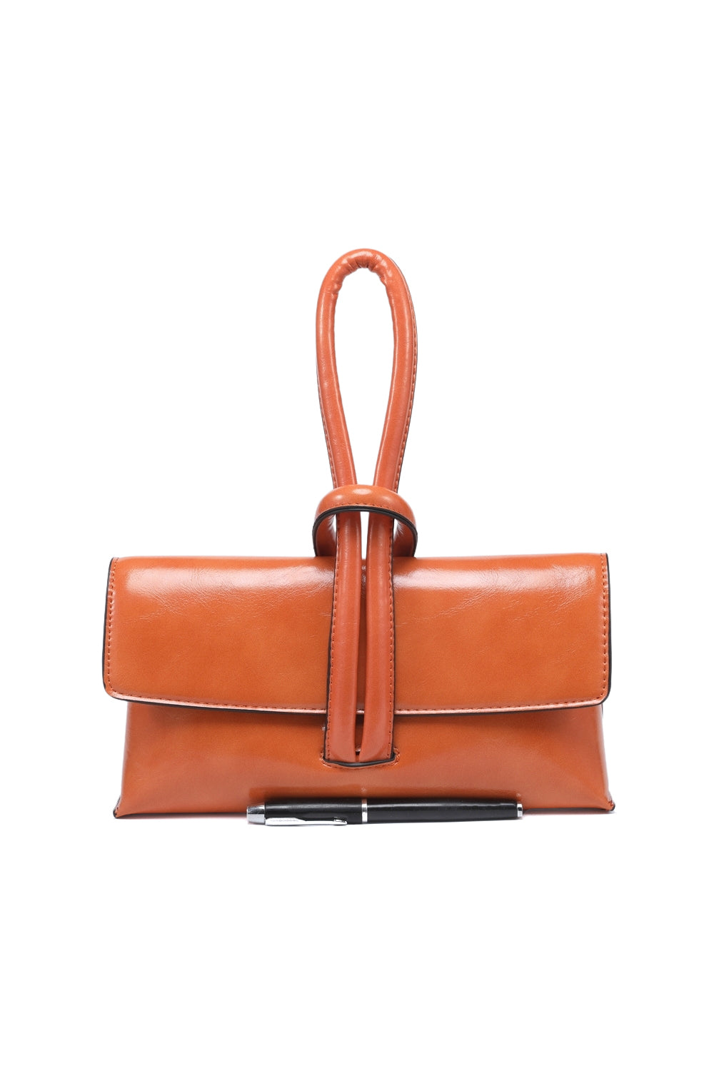 Solid Color Sleek Hand Purse with Magnetic Flap Closure Design
