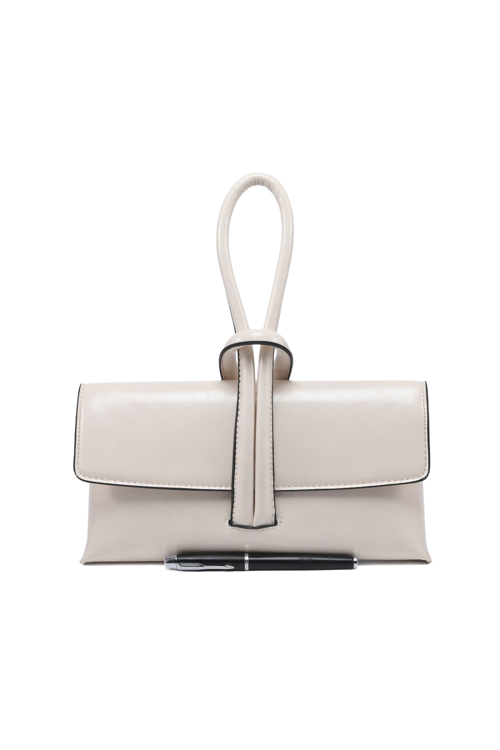 Solid Color Sleek Hand Purse with Magnetic Flap Closure Design