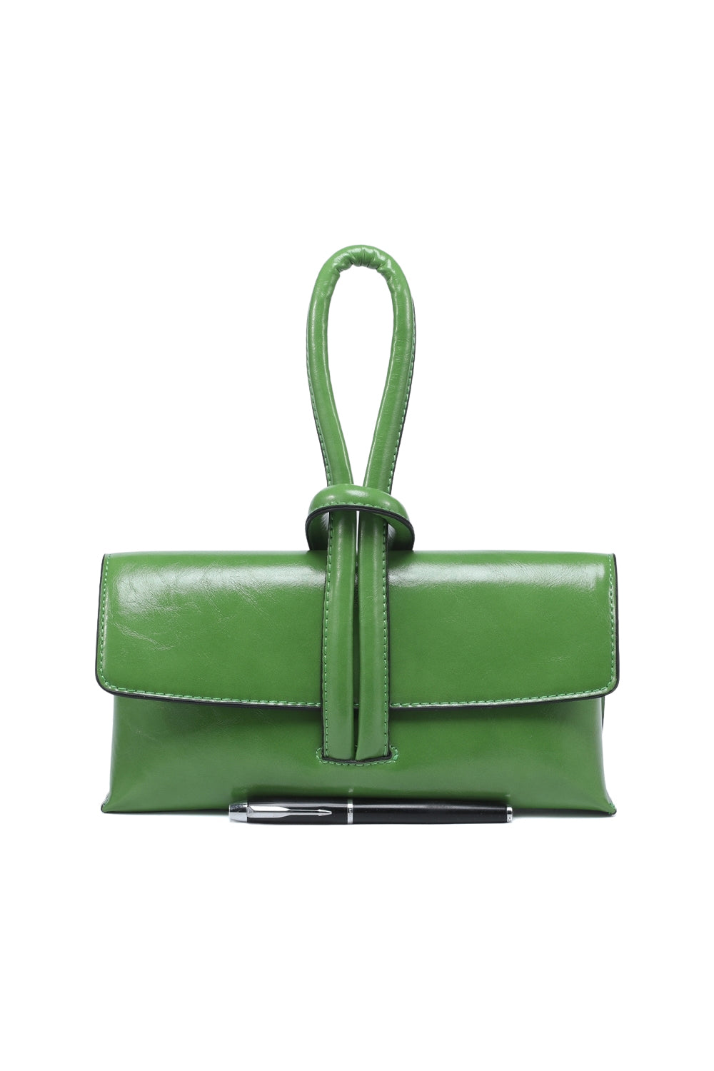 Solid Color Sleek Hand Purse with Magnetic Flap Closure Design