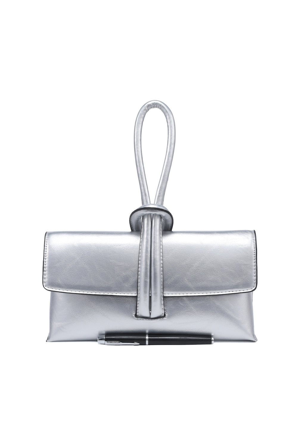 Solid Color Sleek Hand Purse with Magnetic Flap Closure Design