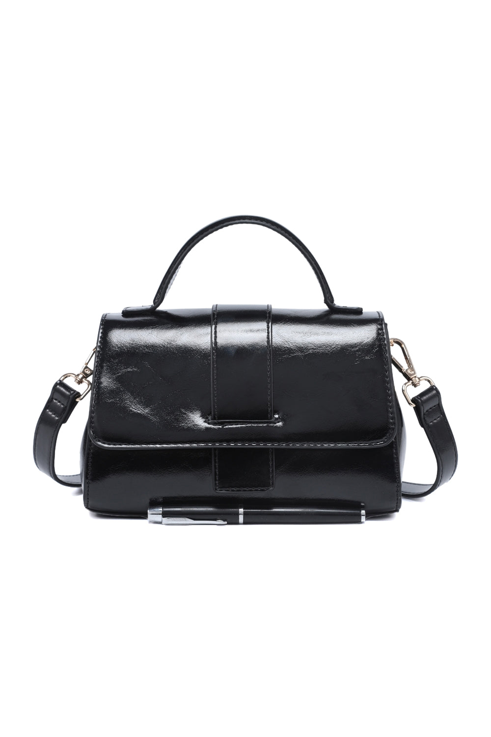 Compact Solid Color Crossbody Bag with Zipper Multi-Compartments & Flap Closure