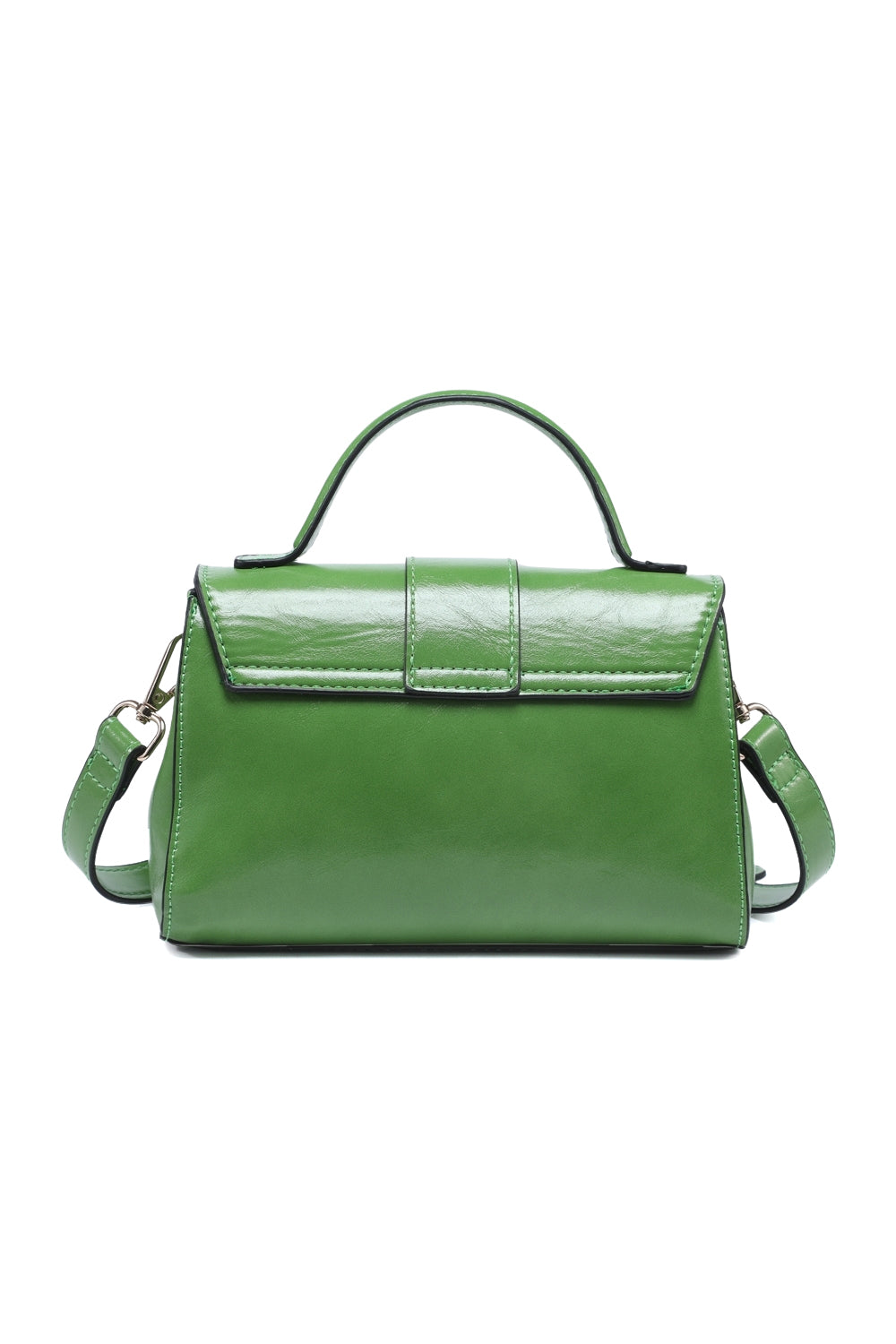 Compact Solid Color Crossbody Bag with Zipper Multi-Compartments & Flap Closure
