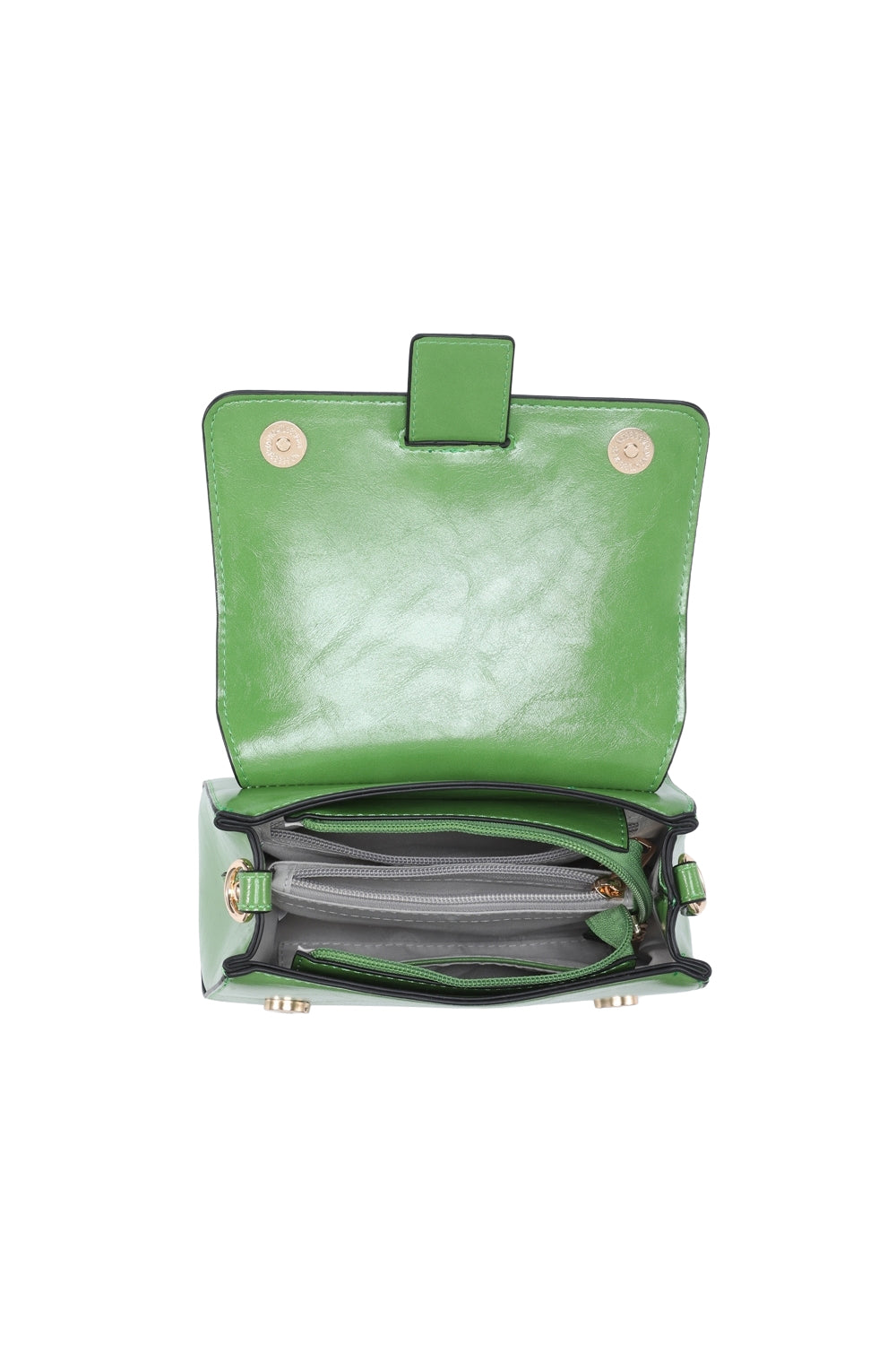 Compact Solid Color Crossbody Bag with Zipper Multi-Compartments & Flap Closure