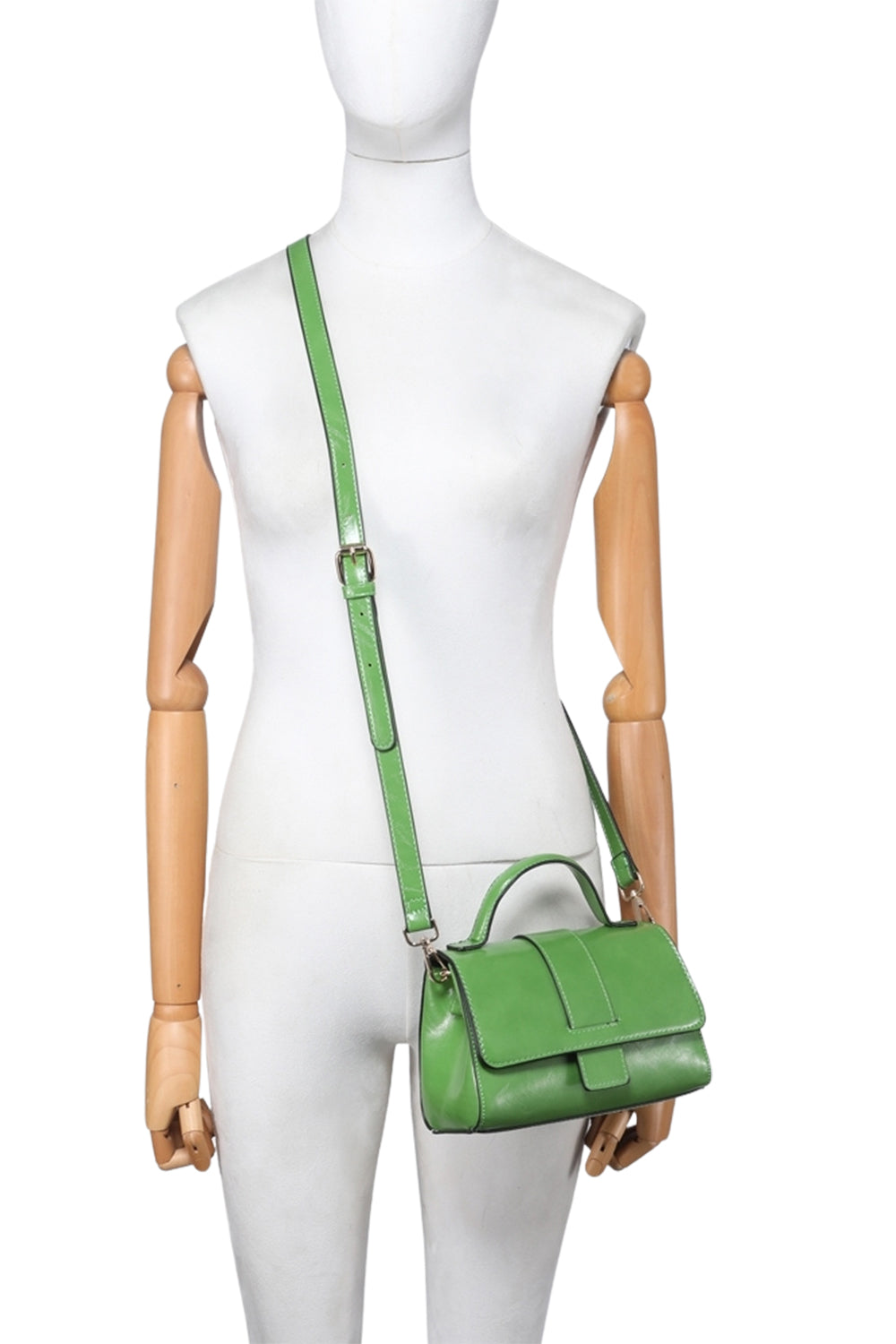 Compact Solid Color Crossbody Bag with Zipper Multi-Compartments & Flap Closure