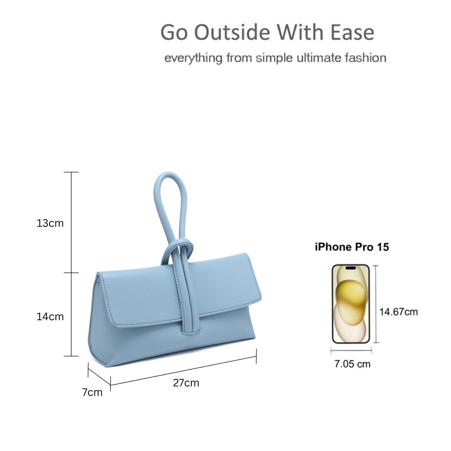 Sleek Hand Purse with Magnetic Flap and Double Interior Pockets