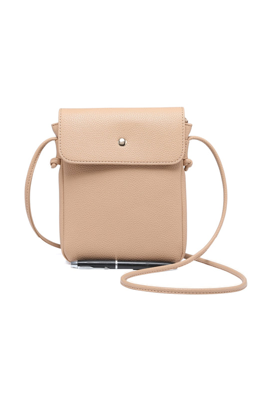 Compact Flap and Zipper Closure Solid Color Crossbody Bag for Women