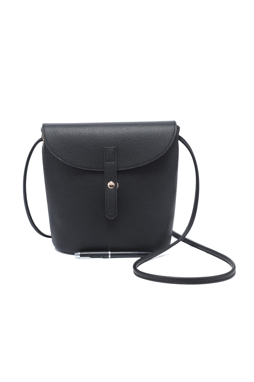 Solid Shoulder Bag with Flap and Zipper Double Closure Design