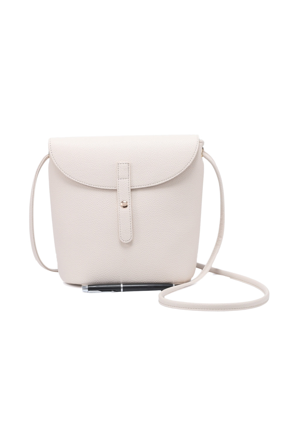 Solid Shoulder Bag with Flap and Zipper Double Closure Design