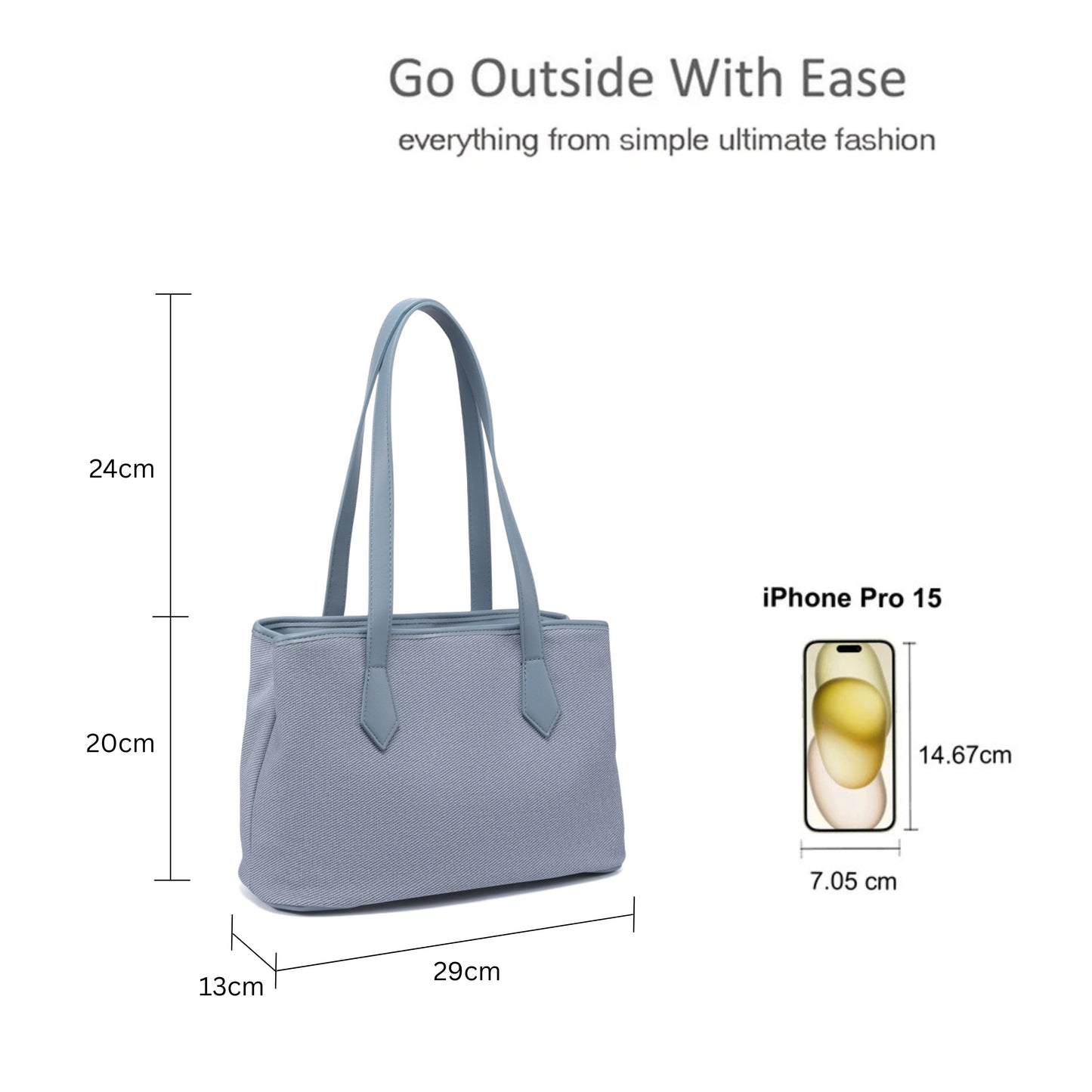 Simple Tote Bag with Back Zip Pocket and Multi Compartments